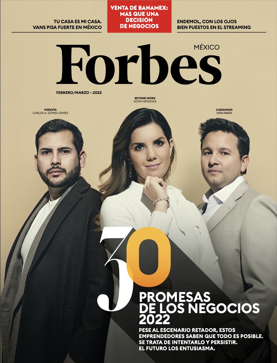 Carlos Gómez en la portada de Forbes México, 30 Promesas de los Negocios 2022